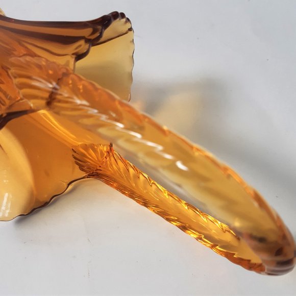 VTG Amber Depresion Glass Bridal Basket Vase Paneled Scalloped Edge 30s Art Deco - Picture 5 of 10